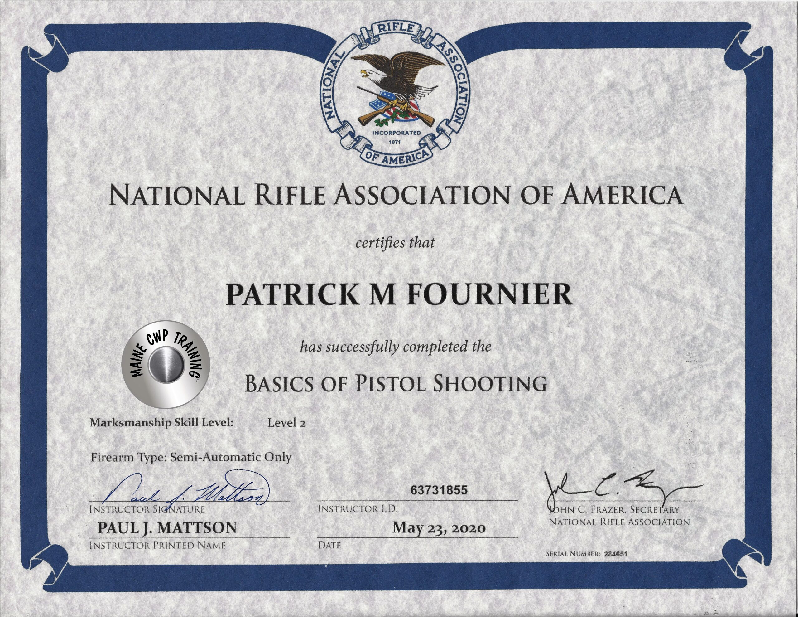 nra pistol shooting course